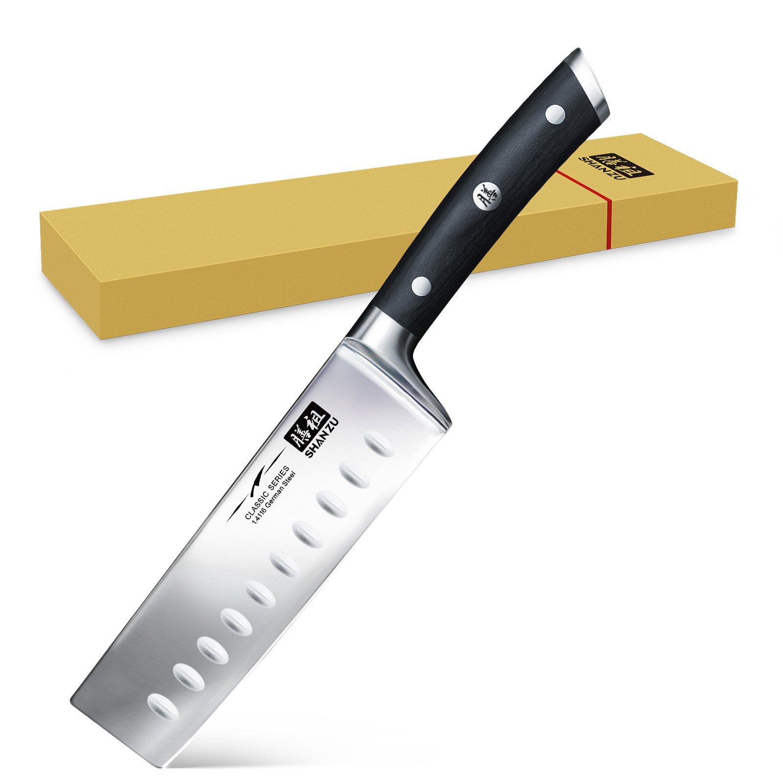 Rockingham Forge Coltello Nakiri 17,5 cm - Coltelli da cucina leggeri e affilati in acciaio inossidabile con manico nero Rockingham Forge Coltello Nakiri 17,5 cm - Coltelli da cucina leggeri e affilati in acciaio inossidabile con manico nero