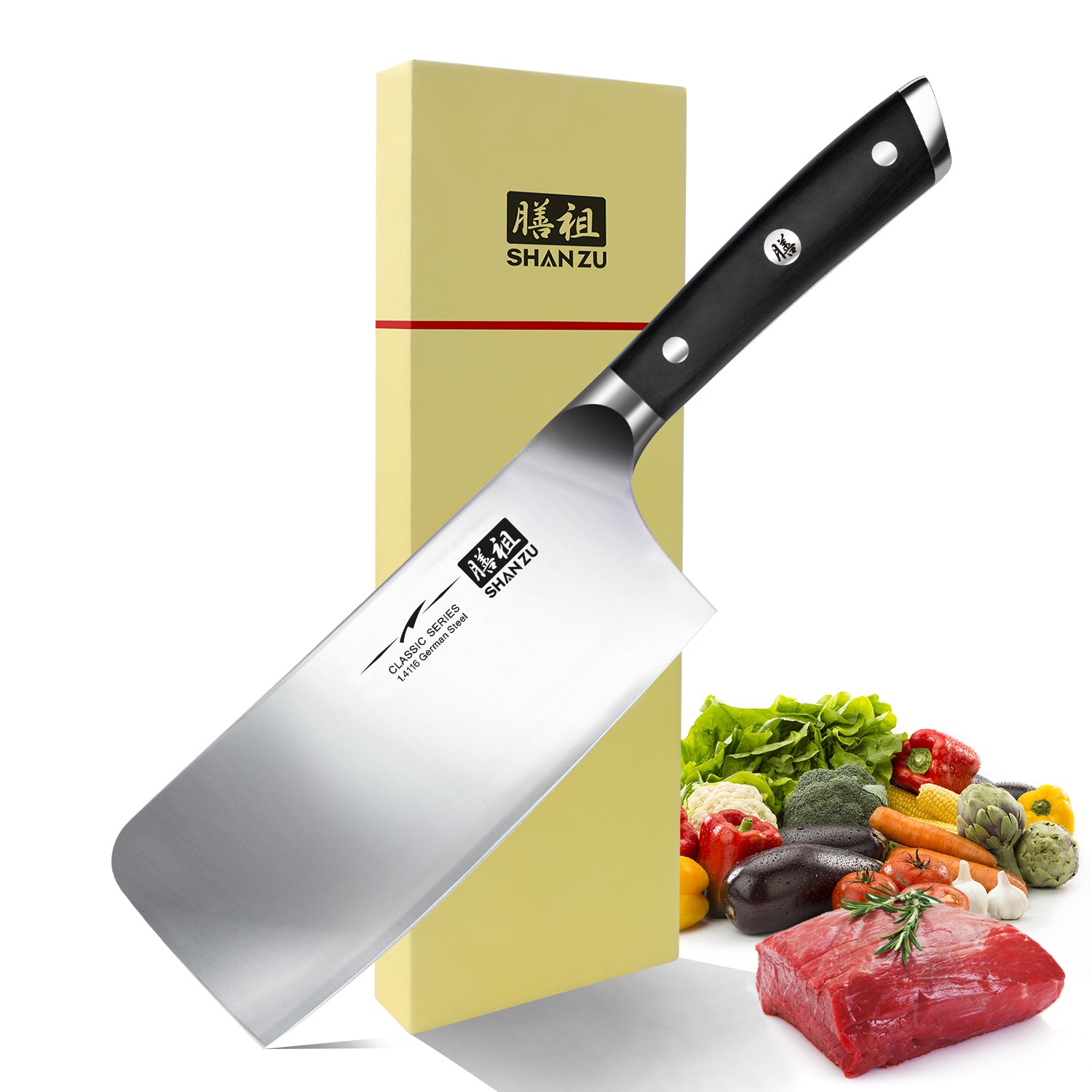 SHAN ZU Professional Santoku Kitchen Knife German Stainless Steel Blade  Ergonomic Handle 55-57HRC - AliExpress