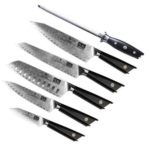 shanzu gyo series 7-pc damascus steel knife set