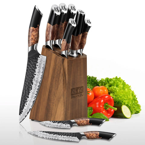 SHAN ZU TENGU | Set Couteau de Cuisine 7-Pcs + Ciseaux de Cuisine Robustes