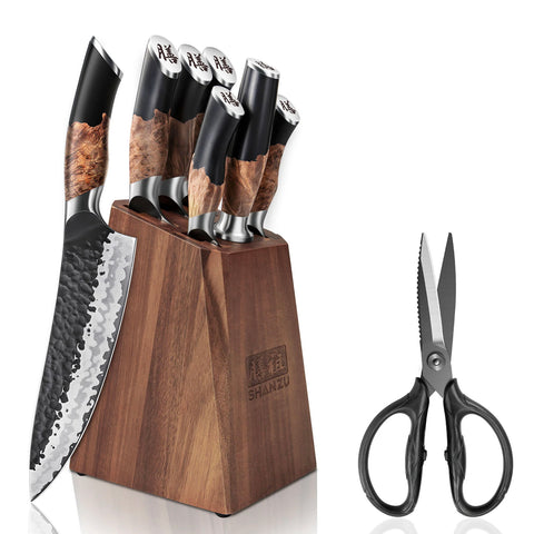 SHAN ZU TENGU | 7-Piece Kitchen Knife Set + Heavy-Duty Kitchen Shears