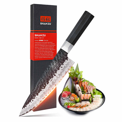  SHAN ZU 8 inch Japanese Chef Knife, Chefs Knife Kitchen Knives,  Japanese Super Steel Sharp Chef's Knives with K133 Ergonomic Handle, Black  Tortoise Genbu Series: Home & Kitchen