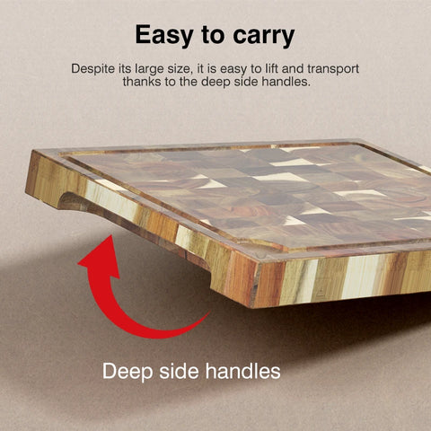 SHANZU Double-Sided End Grain Acacia Cutting Board with Juice Groove – 40 × 30 × 4 cm