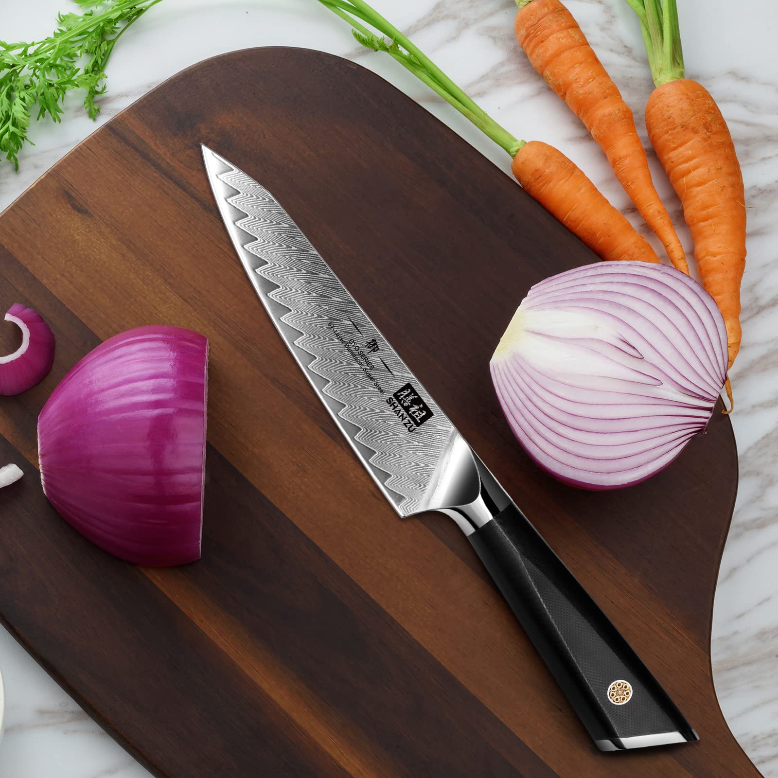 SHAN ZU Couteau utilitaire Damas 6