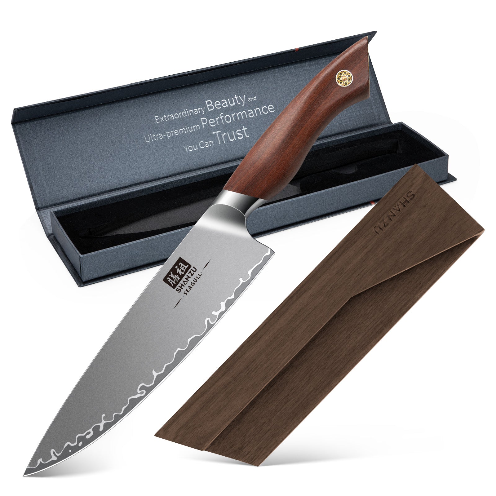 Series S35VN 8&quot Chef Knife + Magnetic Knife Holder