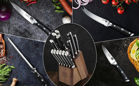 Bloc de couteaux de cuisine en acier allemand 14 pièces | Série Classique