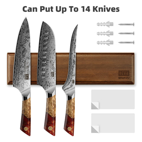 White Tiger Series | SHAN ZU 3-Piece Kitchen Knife Set + Wooden Magnetic Bar