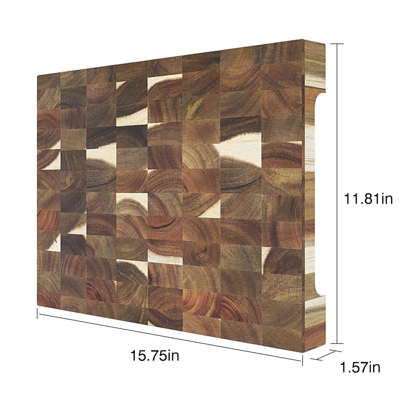 SHANZU Planche à Découper en Bois d’Acacia à Fibres Verticales Double Face – 40 × 30 × 4 cm