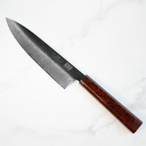 Guren | Black Forged Damascus Chef's Knife 8" + Magnetic Knife Sheath