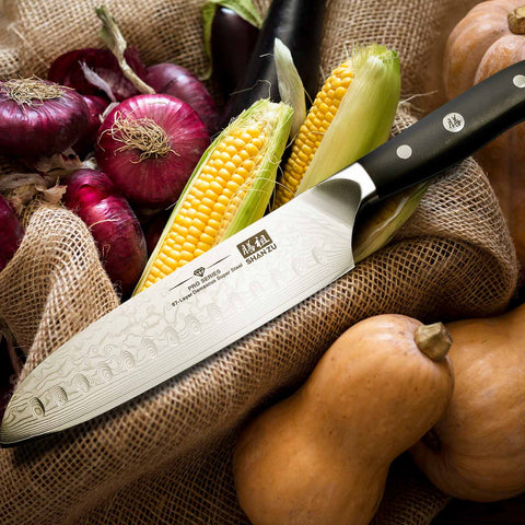 SHAN ZU PRO | 4-Piece Damascus Set + Wooden Magnetic Strip