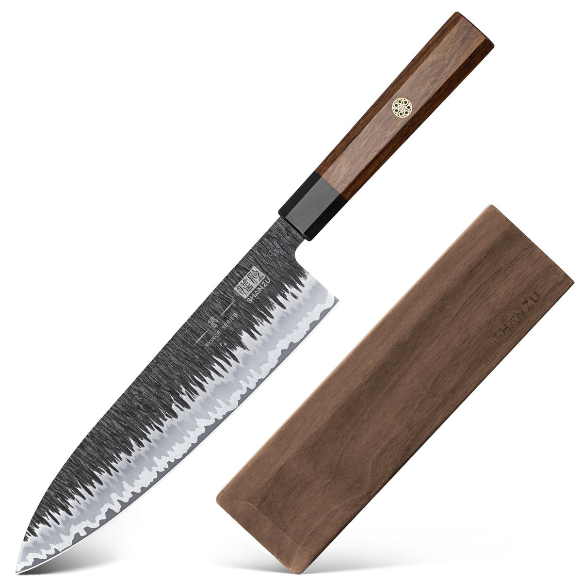 SHAN ZU FORGE | Couteau de Chef 8" + Porte-Couteaux Magnétique