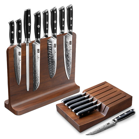 SHAN ZU PRO Series | Set of 9 knives with magnetic block + 7 steak knives