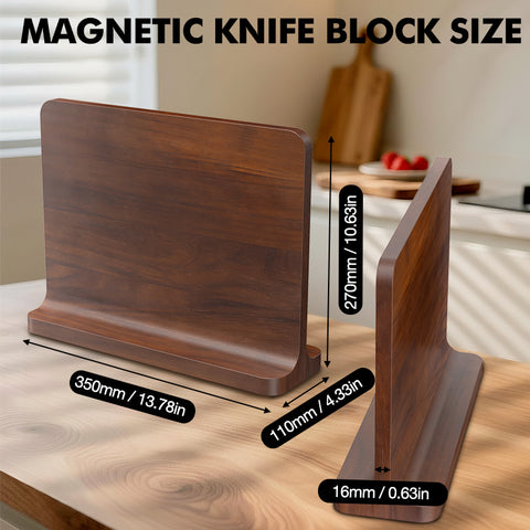 YOUSUNLONG Support Magnétique Double Face Bois D'acacia – Pour Couteaux Jusqu'à 10 Pouces