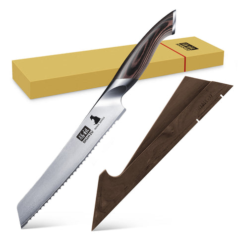 SHAN ZU Ronin | 8" Bread Knife + Magnetic Knife Holder