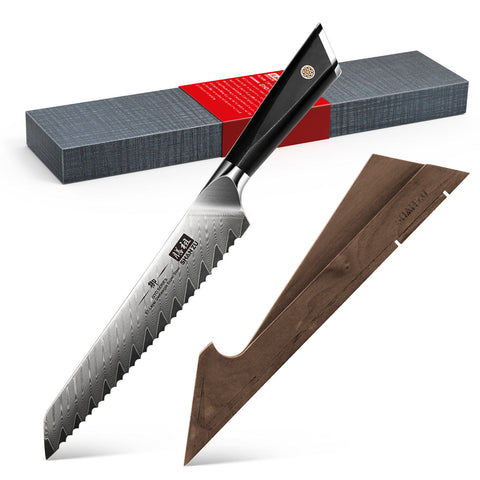 SHAN ZU GYO | Coltello da pane Damasco 8' + Porta-coltelli magnetico