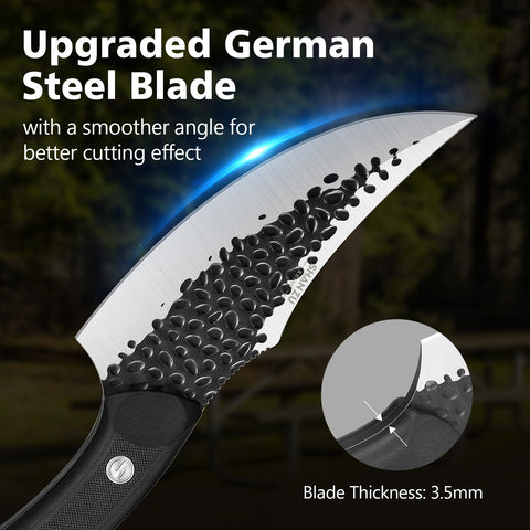SHAN ZU Chef's Knife Handmade Forged Kitchen Knives with Leather Sheath High Carbon Steel Boning Knife Cooking Knife with Full Tang G10 Waterproof Handle, Professional Chef Knife for Home and Outdoor