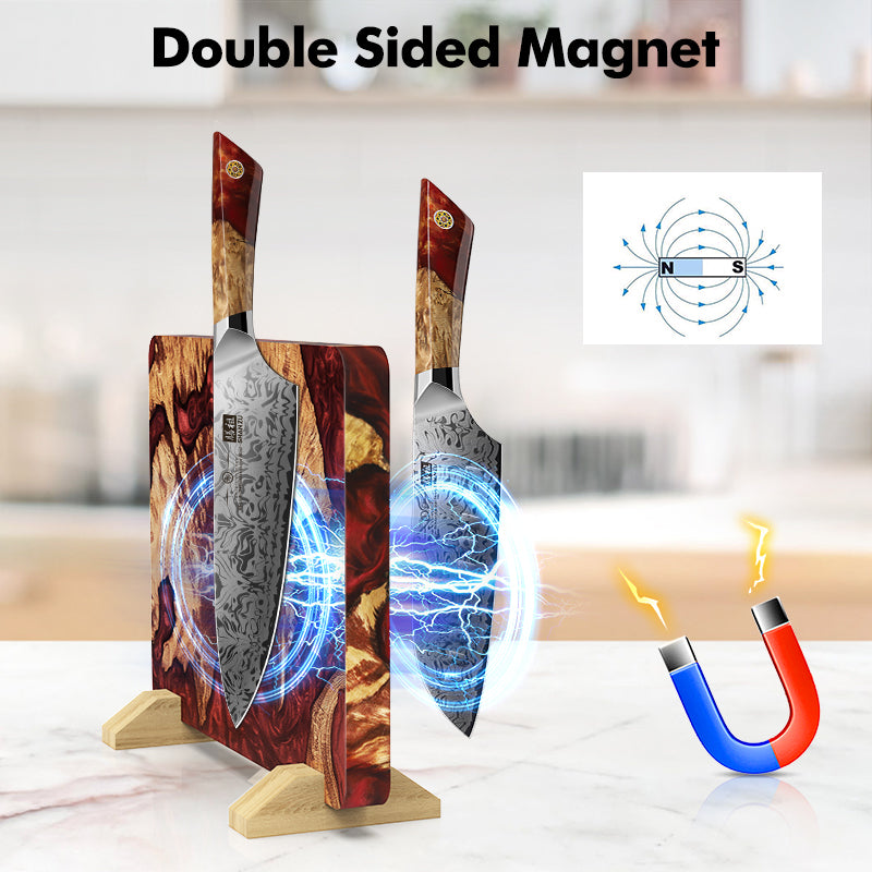 Série White Tiger | Set de Couteaux de Cuisine 5 Pièces+ SUPPORT MAGNÉTIQUE 30 CM