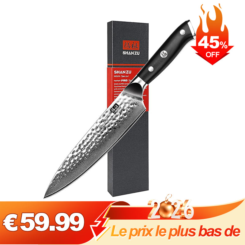 Damascus Chef' s Knife 8" + Magnetic Knife Holder