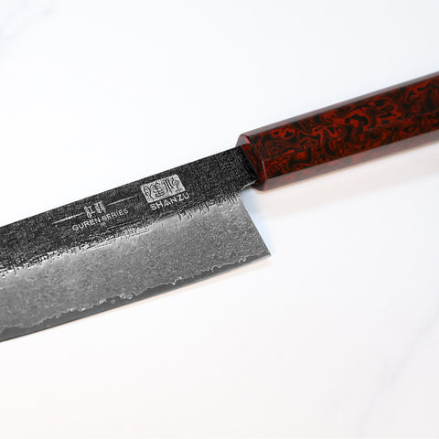 Guren | Black Forged Damascus Chef's Knife 8" + Magnetic Knife Sheath