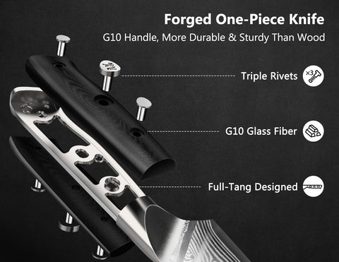 SHAN ZU PRO Series – Ensemble de Couteaux à Steak 7 PCS, Couteaux à Steak Damas avec Bloc