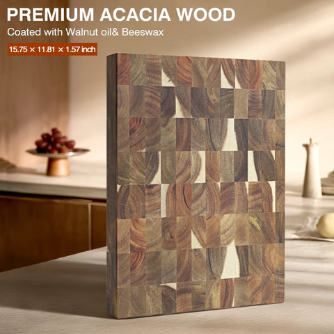 SHANZU Double-Sided Vertical Grain Acacia Wood Cutting Board – 40 × 30 × 4 cm