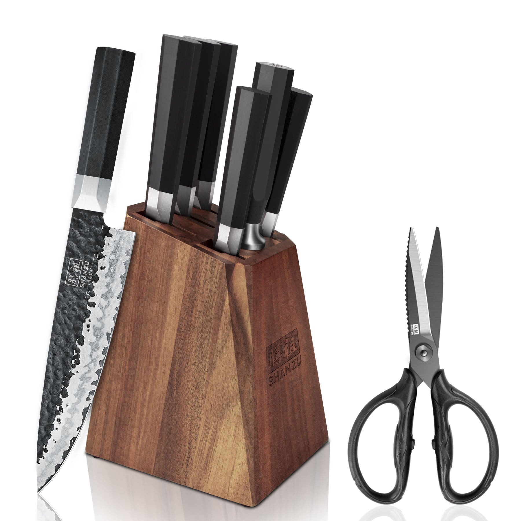 Set 7 Japanese Gyuto Chef Knives + Sturdy Kitchen Scissors