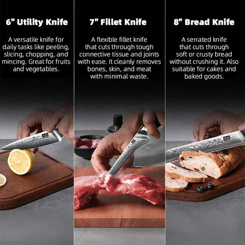 SHAN ZU PRO Series | Set of 9 knives with magnetic block + 7 steak knives