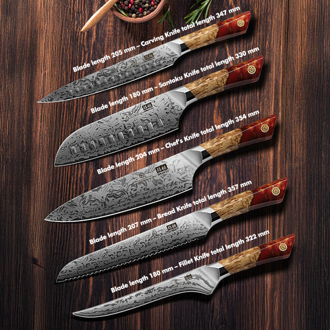 White Tiger Series | 5-Piece Kitchen Knife Set + 30 CM MAGNETIC HOLDER