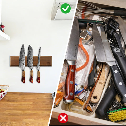 White Tiger Series | SHAN ZU 3-Piece Kitchen Knife Set + Wooden Magnetic Bar