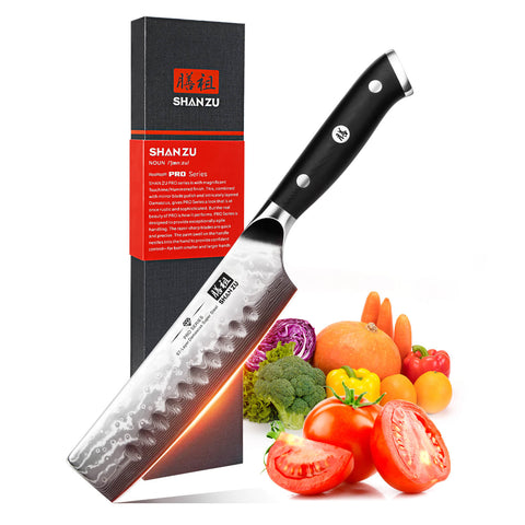 SHAN ZU Kitchen Knife Nakiri, Japanese Knife of 16,5 cm, Chef Knife German  Stainless Steel, Knife for Vegetables Professional with Ergonomic Handle