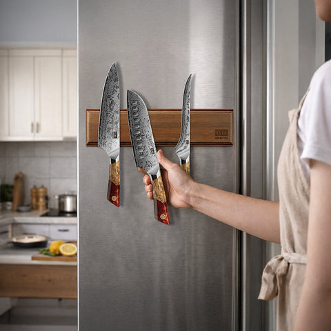 White Tiger Series | SHAN ZU 3-Piece Kitchen Knife Set + Wooden Magnetic Bar