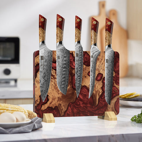 White Tiger Series | 5-Piece Kitchen Knife Set + 30 CM MAGNETIC HOLDER