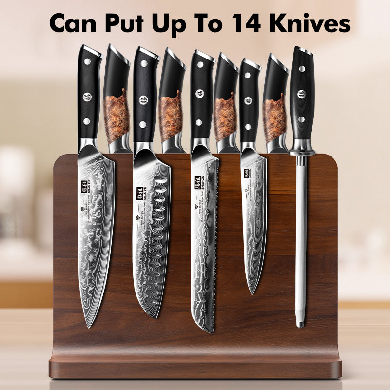 Doppelseitiger Magnetischer Messerblock｜Natürliches Akazienholz｜Elegant und Langlebig