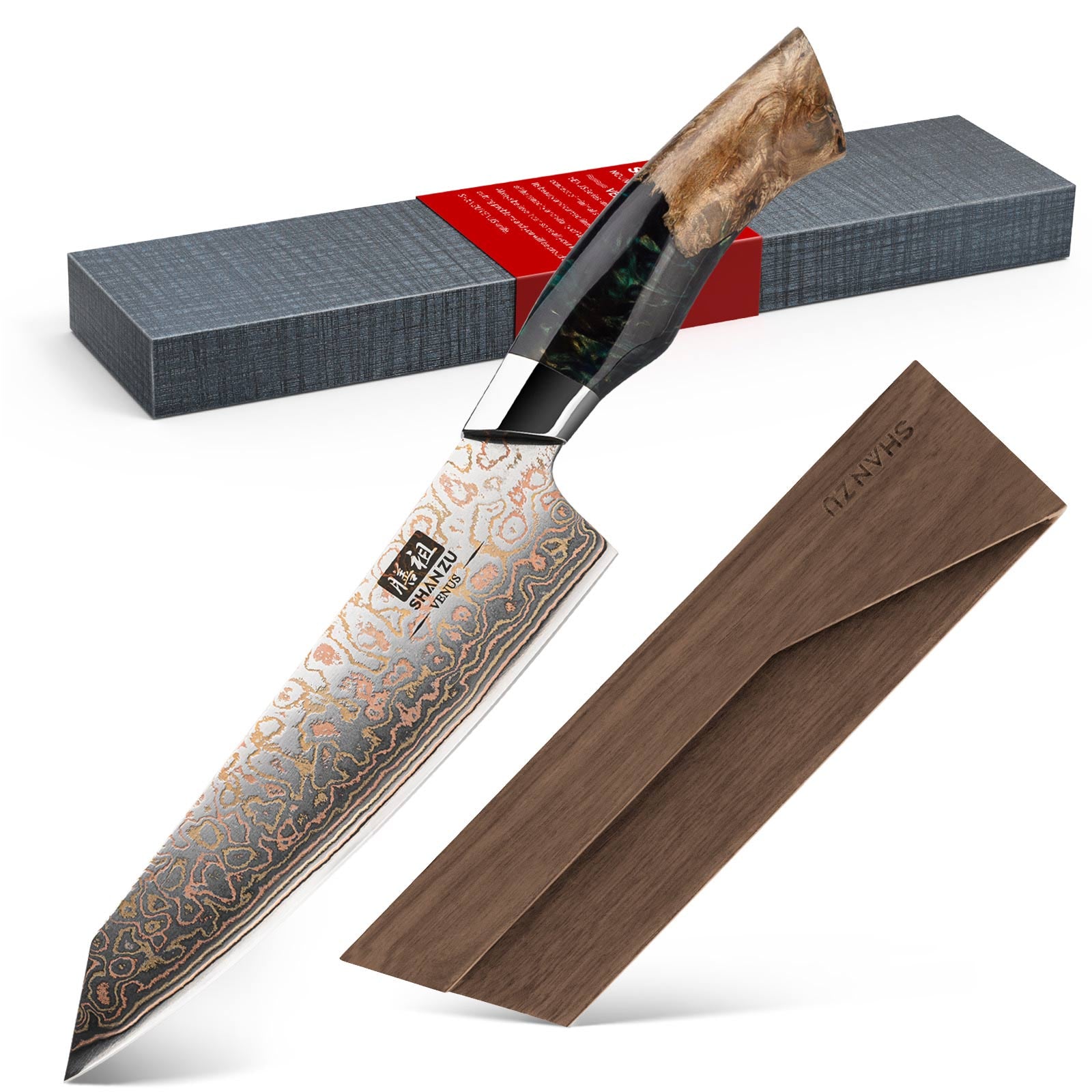 Series Damascus Chef' s Knife 8" + Magnetic Knife Holder