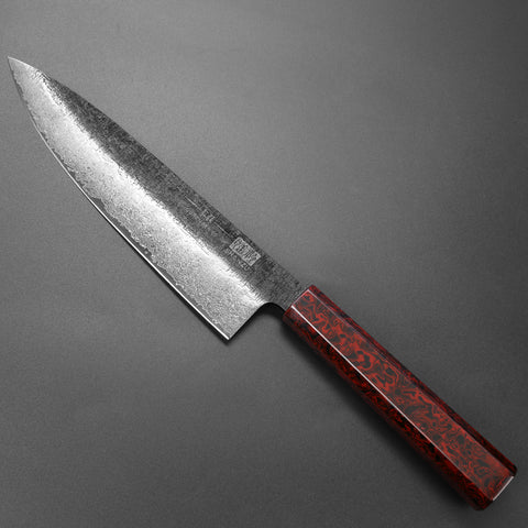 Guren | Black Forged Damascus Chef's Knife 8" + Magnetic Knife Sheath