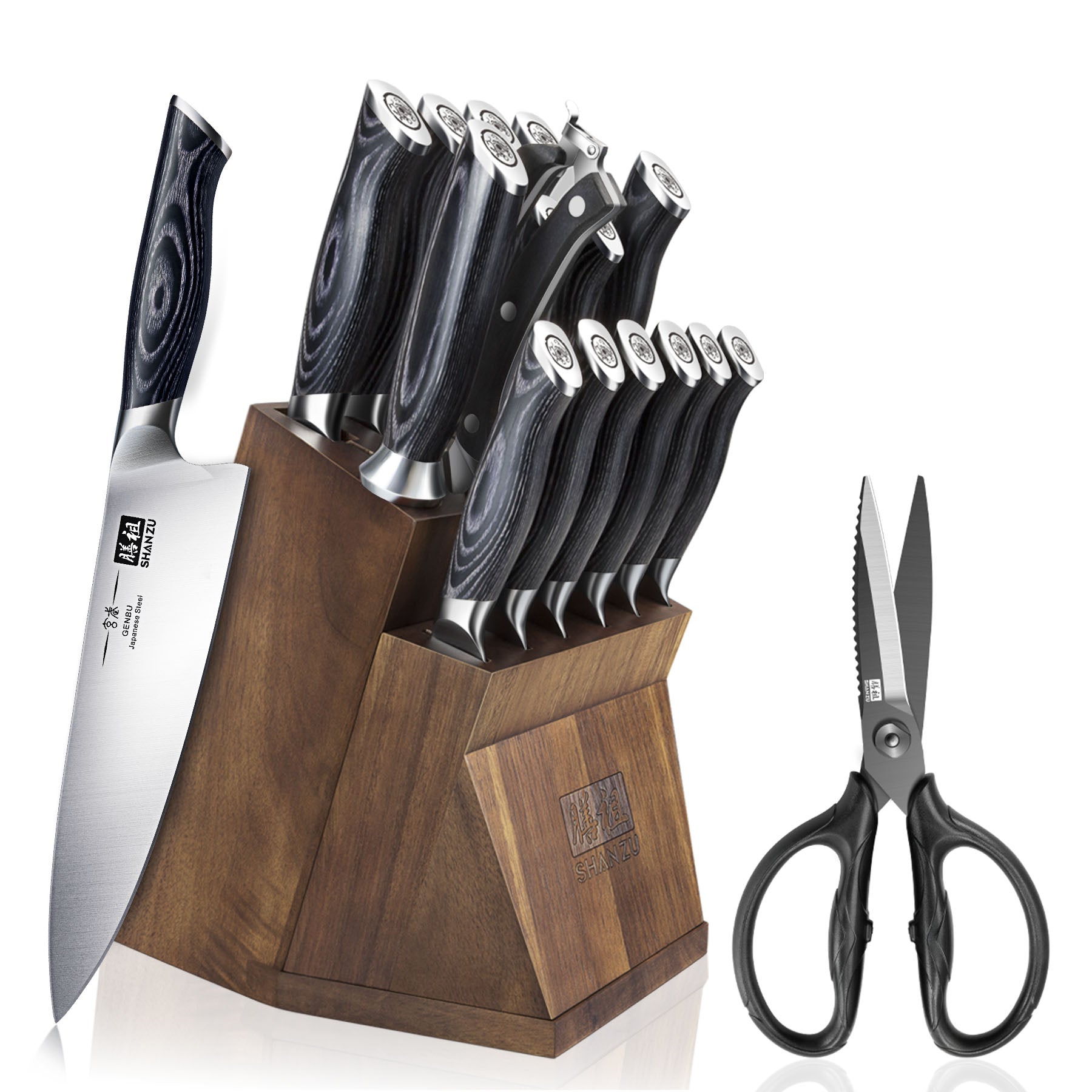 16-Piece Japanese Steel Kitchen Knife Block Sets | Professional