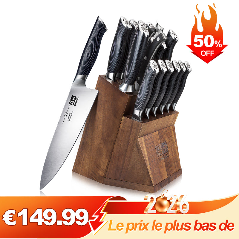 16 Pcs Japanese Kitchen Knife Set + Sturdy Kitchen Scissors