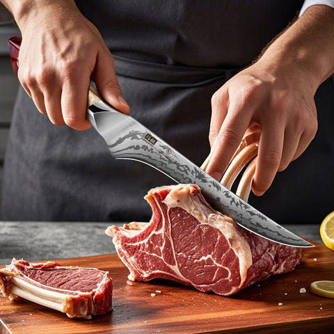 Série White Tiger | Couteau Filetage Damas SHAN ZU+Porte-couteaux magnétique