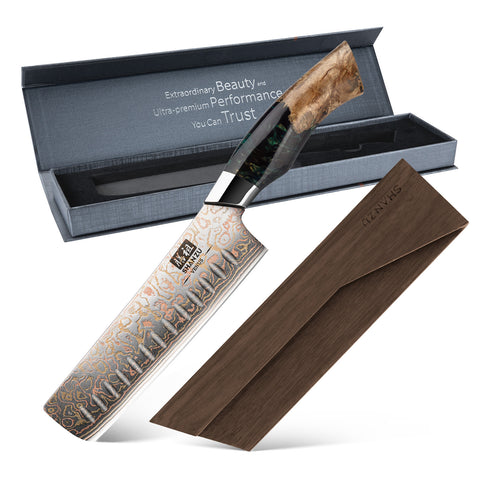 Série Venus | Couteau Nakiri Cuivre Damas 7" +Porte-couteaux magnétique