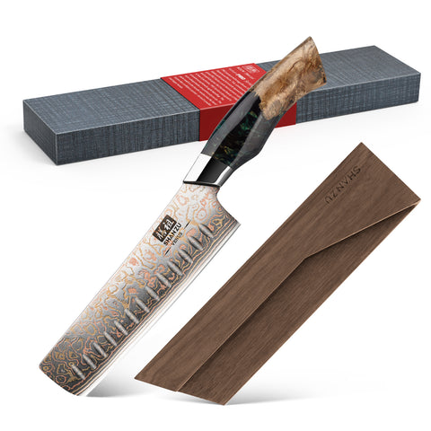 Venus Series | Copper Damascus Nakiri Knife 7" + Magnetic Knife Holder