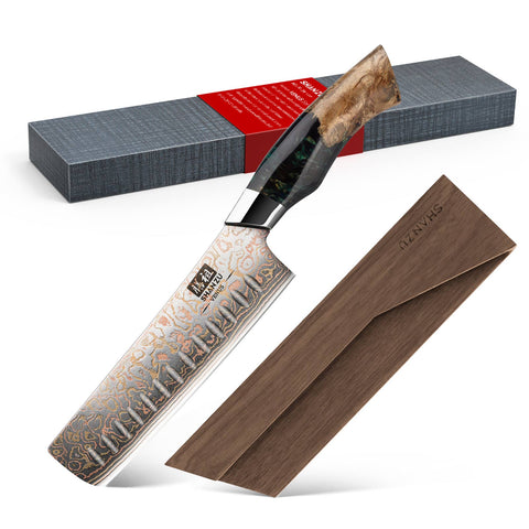 Venus Series | Copper Damascus Nakiri Knife 7" + Magnetic Knife Holder