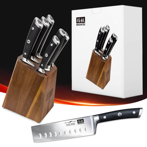7 Piece German Steel Knife Block | Nakiri knife set