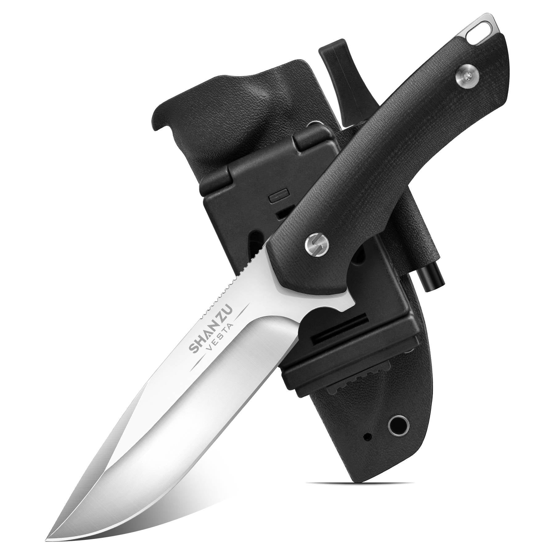 Couteau à Lame Fixe Noir SHAN ZU | Série VESTA