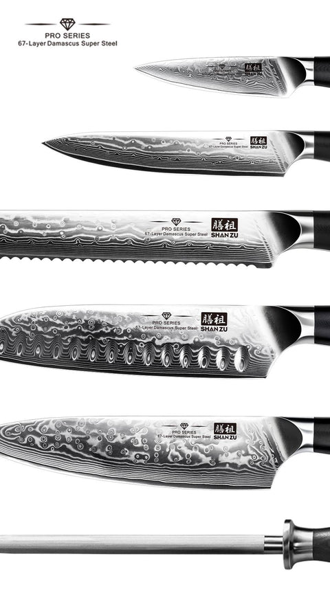 XITUO-Ensemble de couteaux de chef opaques de cuisine, motif laser Damas,  couteau Santoku ultra tranchant, couteau à fruits utilitaire, tranchage  Aleaver, 1 à 10 pièces