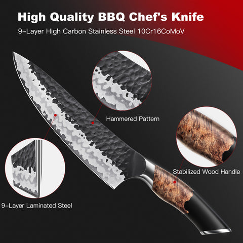 SHAN ZU TENGU | Set Couteau de Cuisine 7-Pcs + Support Magnétique 30 cm