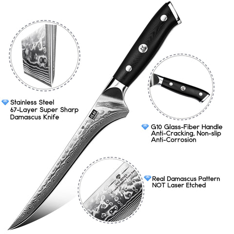 SHAN ZU PRO | 7" Damascus Fillet Knife + Magnetic Knife Holder