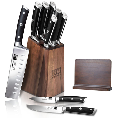 Nakiri knife set | 7-piece German steel knife block + 30 CM MAGNETIC HOLDER
