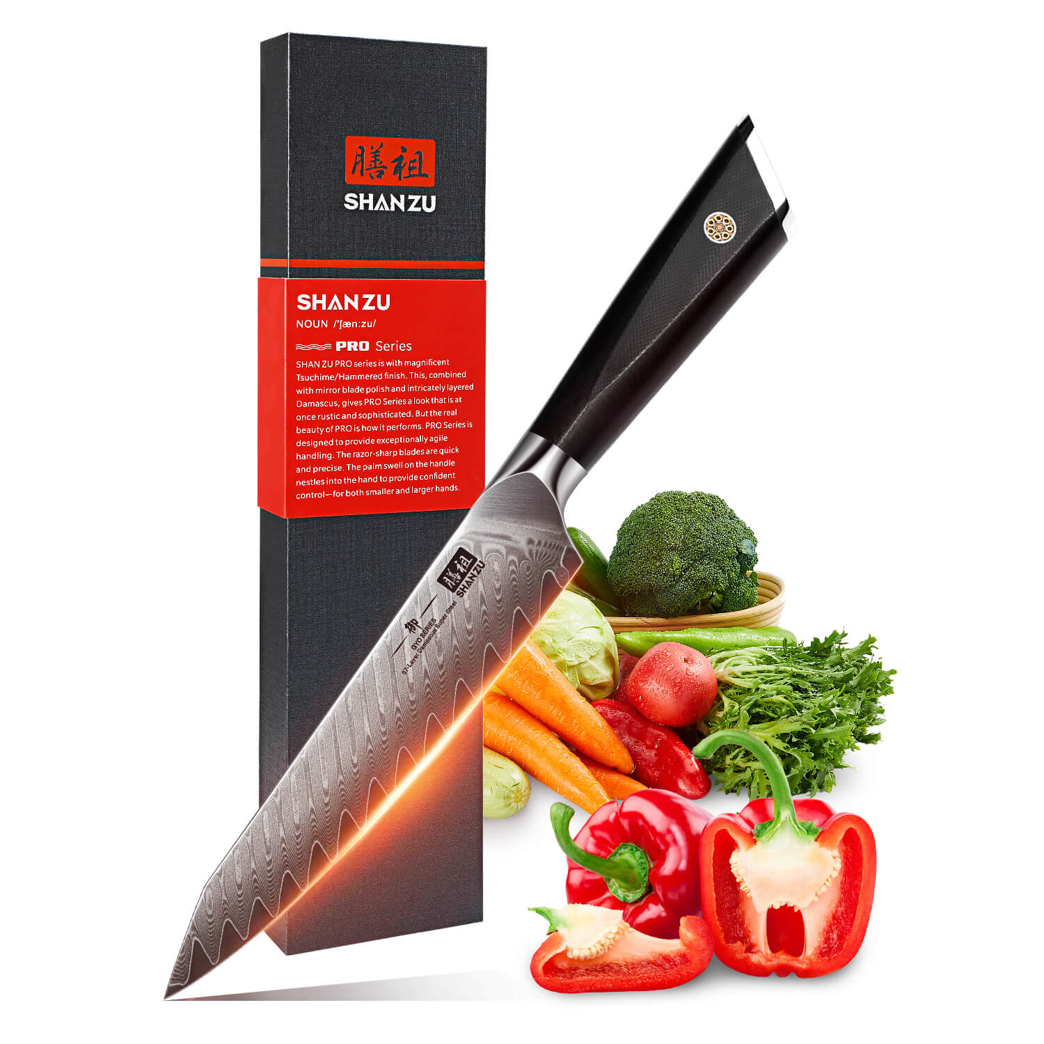 SHAN ZU Couteau utilitaire Damas 6