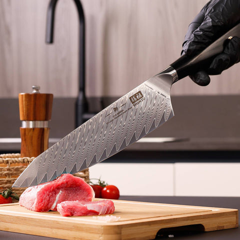 SHAN ZU GYO | Couteau de Chef Damas 8" + Porte-Couteaux Magnétique