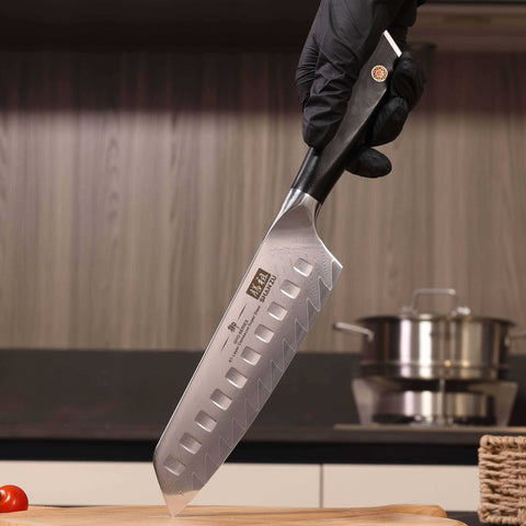 SHAN ZU GYO | Couteau Santoku Damas 7" + Porte-Couteaux Magnétique